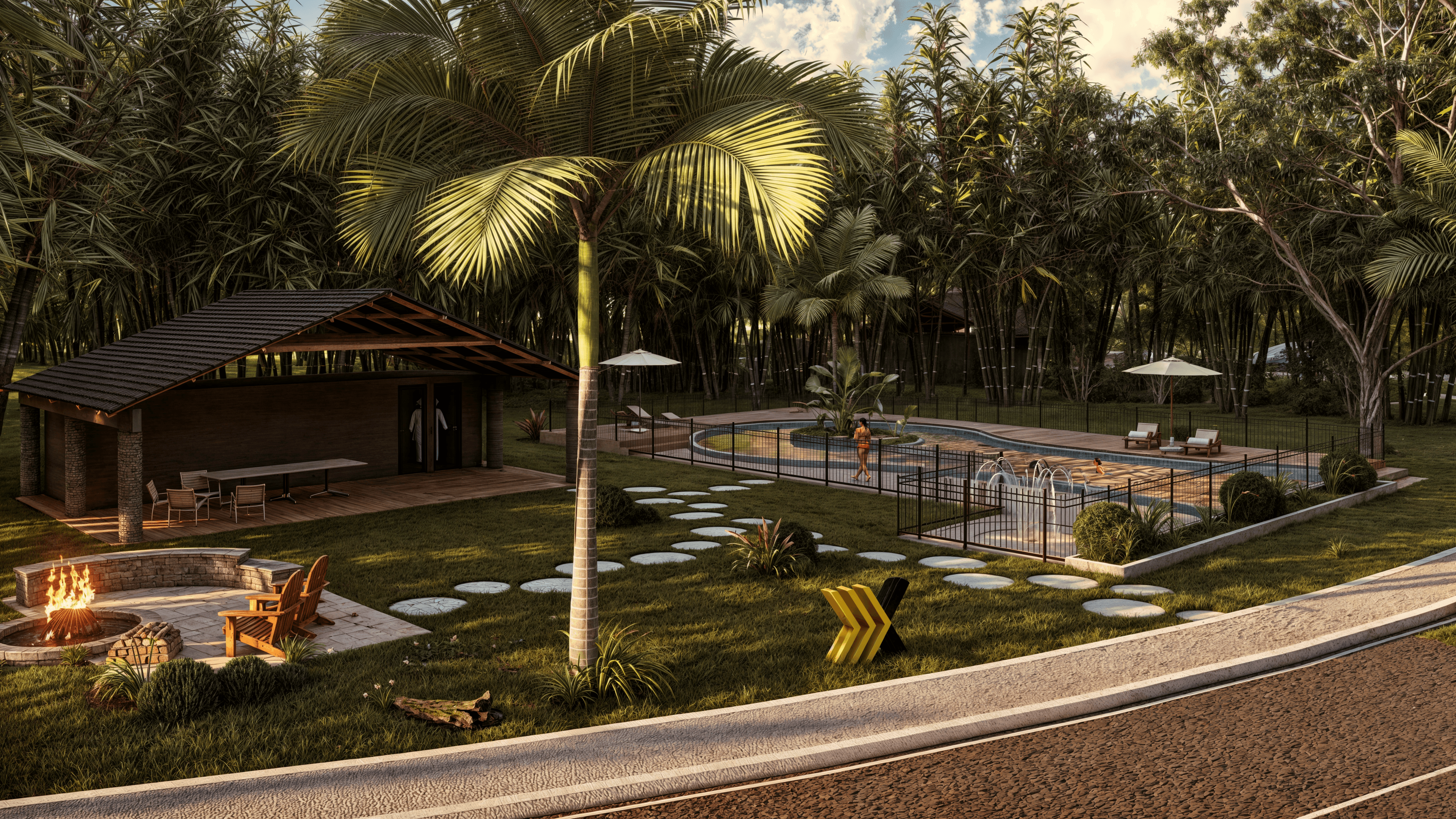 Refrescante diversión en 978.7 m² de piscinas y juegos acuáticos.