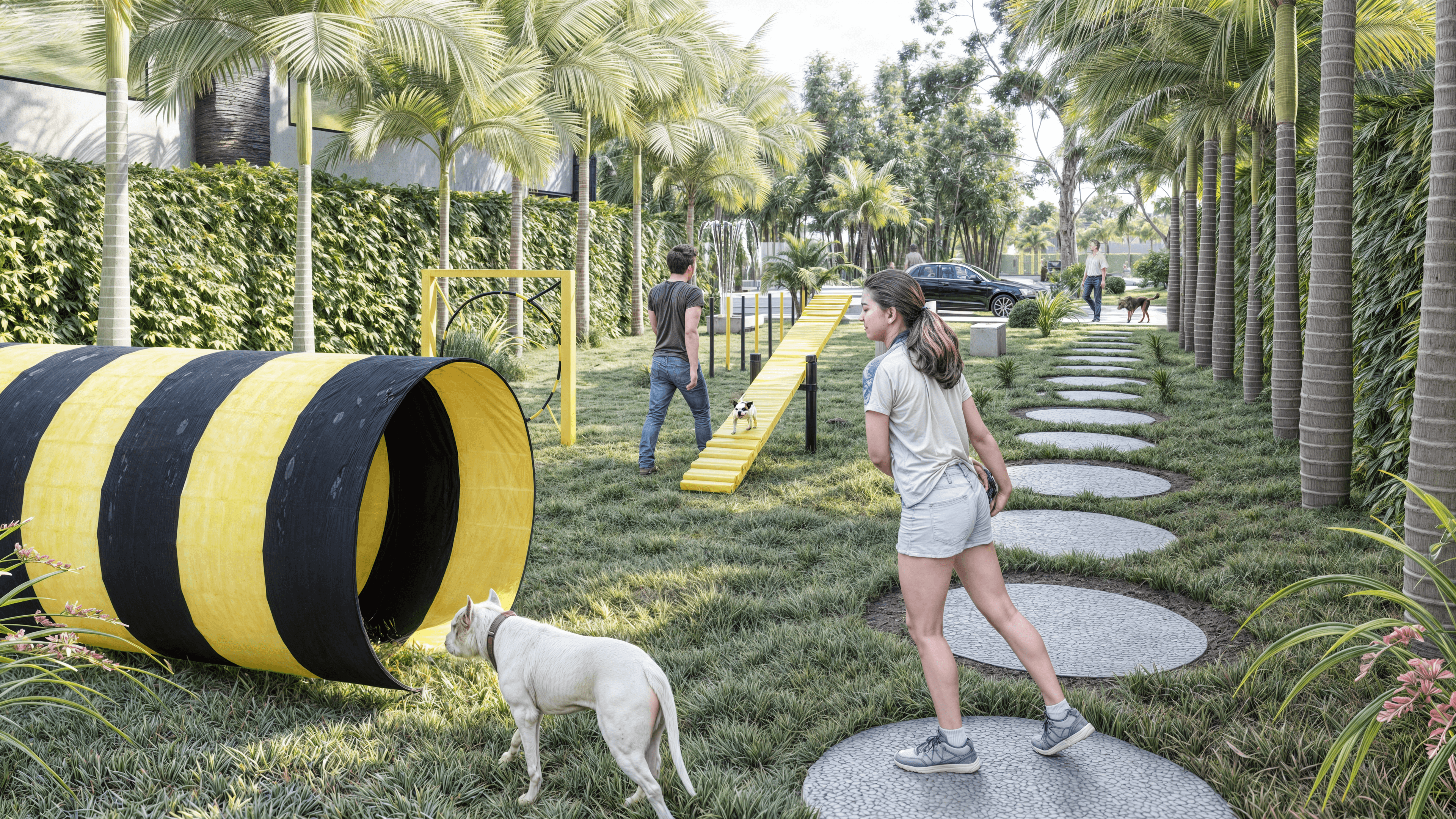 Tus mascotas disfrutarán de 292.6m² de juegos y cuidados.